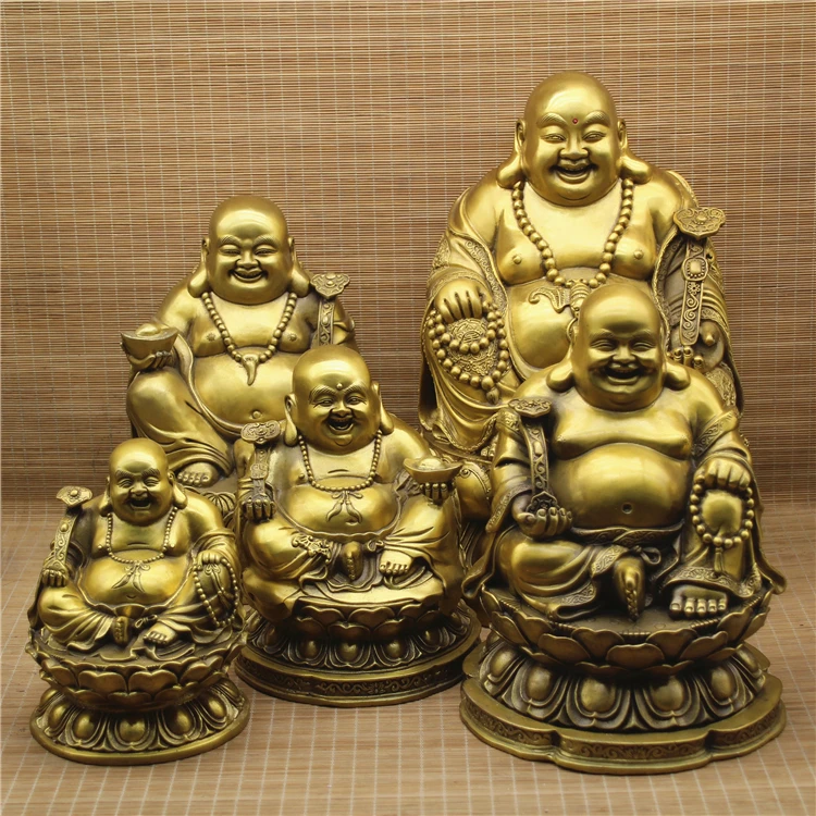 

Maitreya Statue Worship Decoration Large Smiling Buddha Big Belly Buddha Pure Copper Brass Buddha Utensils Home Ornament