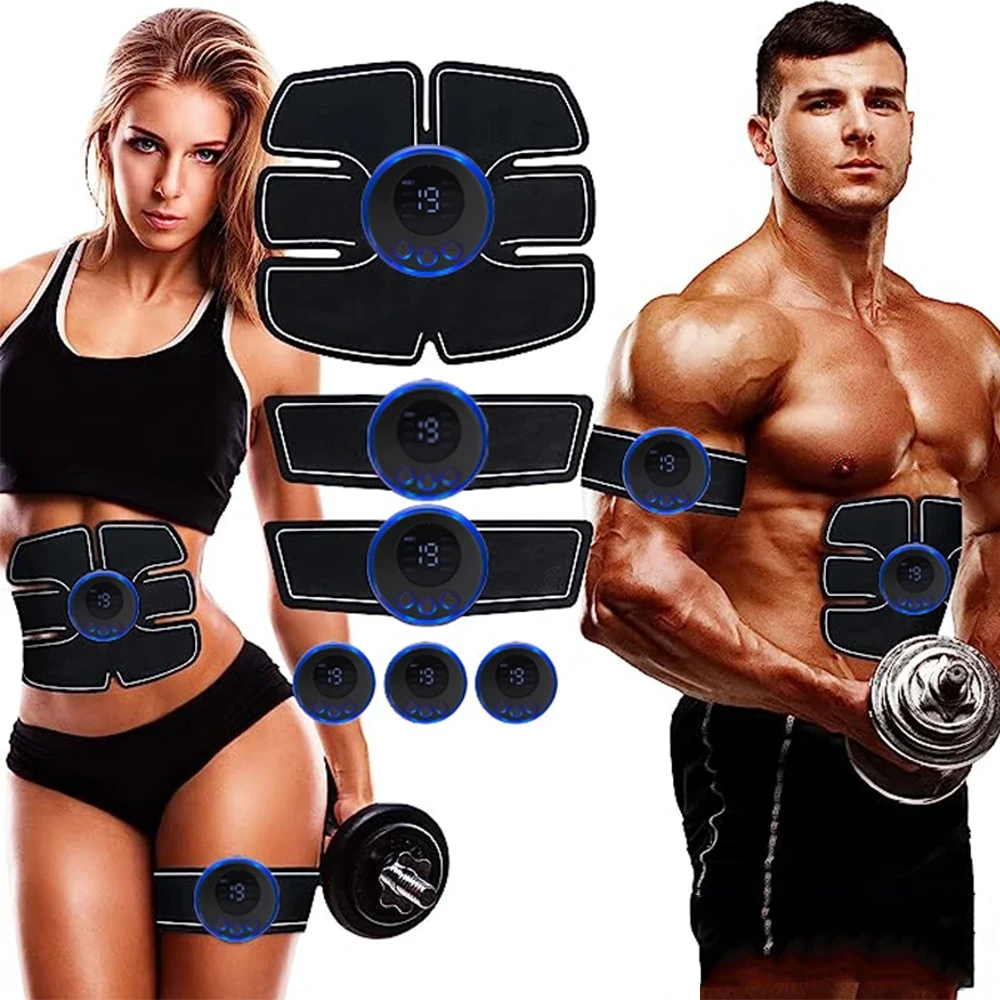USB Rechargeable Electric Massager Wireless Abdominal Fitness Patch Body Shaping Massager Wireless LCD Display Arm Trainer