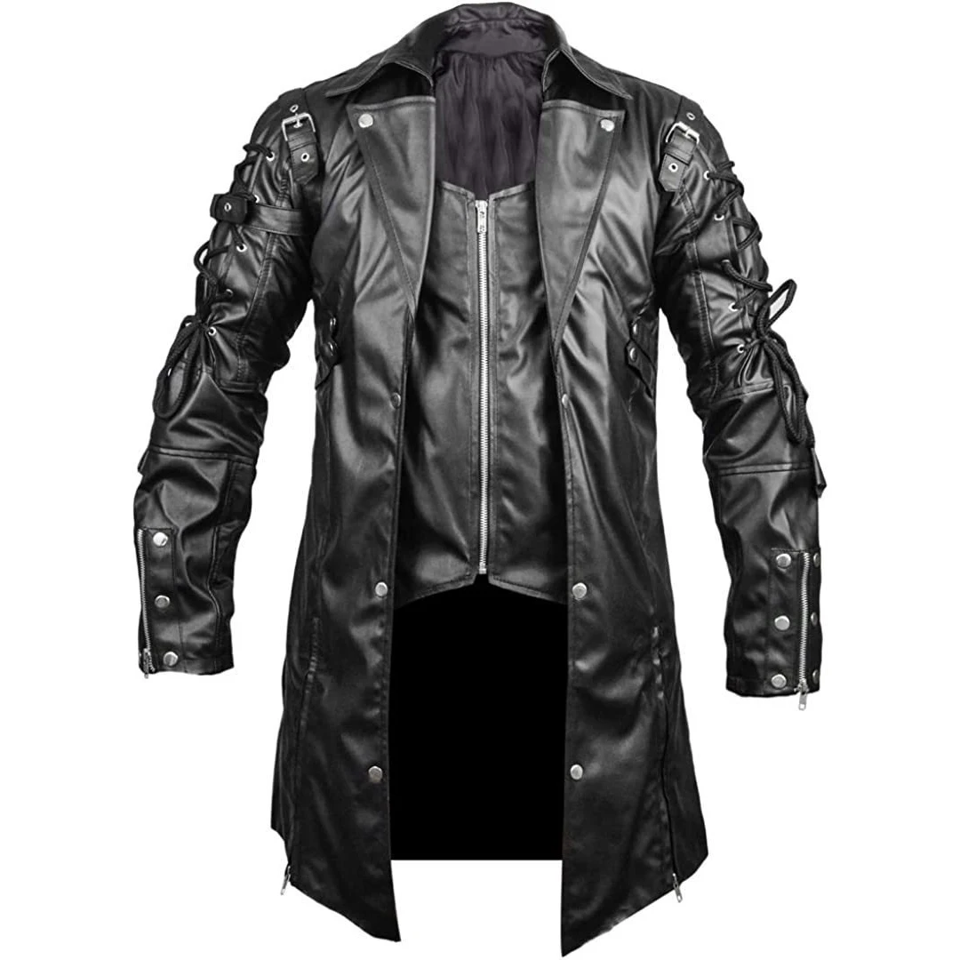 ジャケット・アウター LOST CONTROL / Buff Leather Coat(CML) Mens Distressed Brown Leather Trench Coat - 3amoto