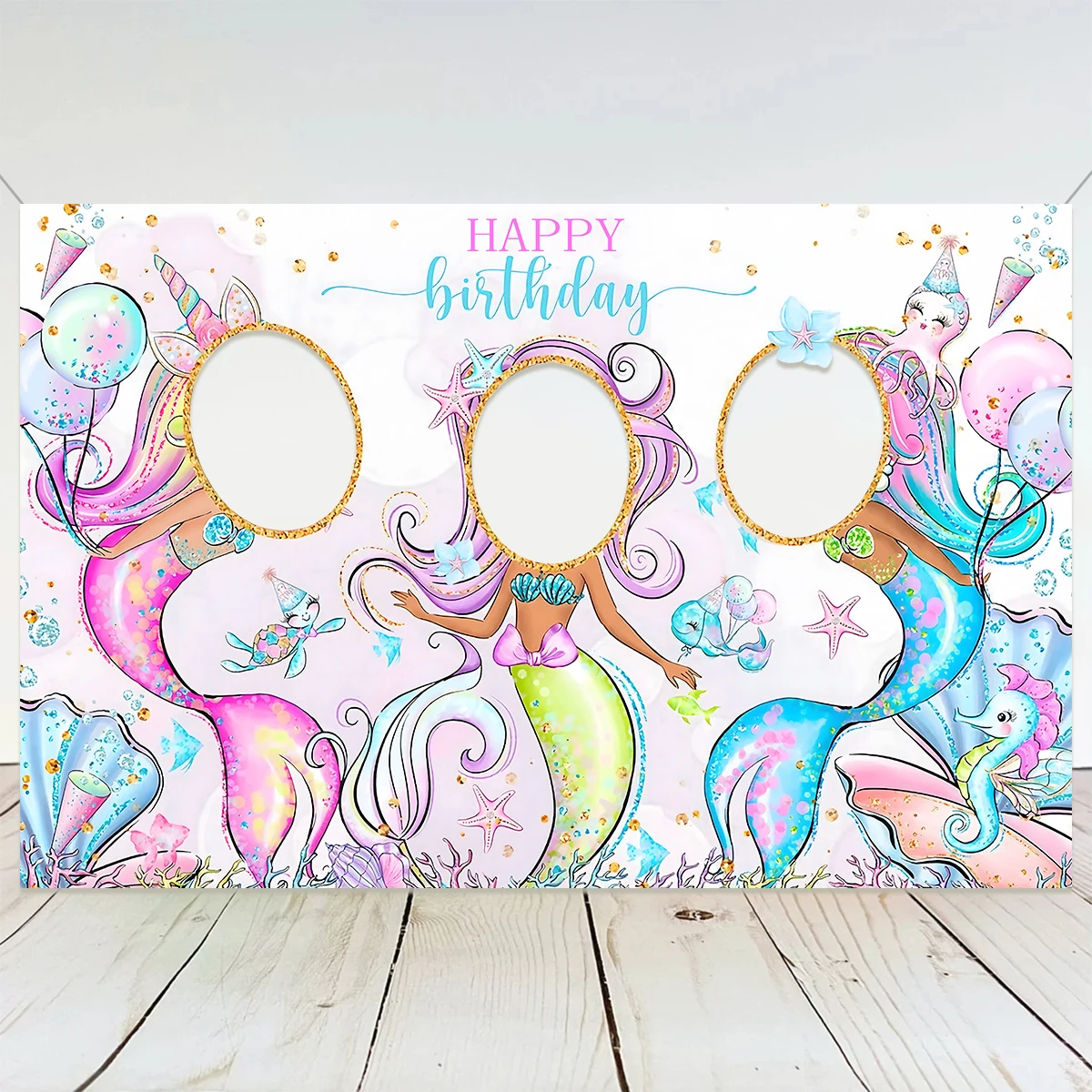 Mermaid Party Backdrop Photo Prop Mermaid Birthday Party Decoration Kids Baby Shower Under the Sea Party Supplies Background