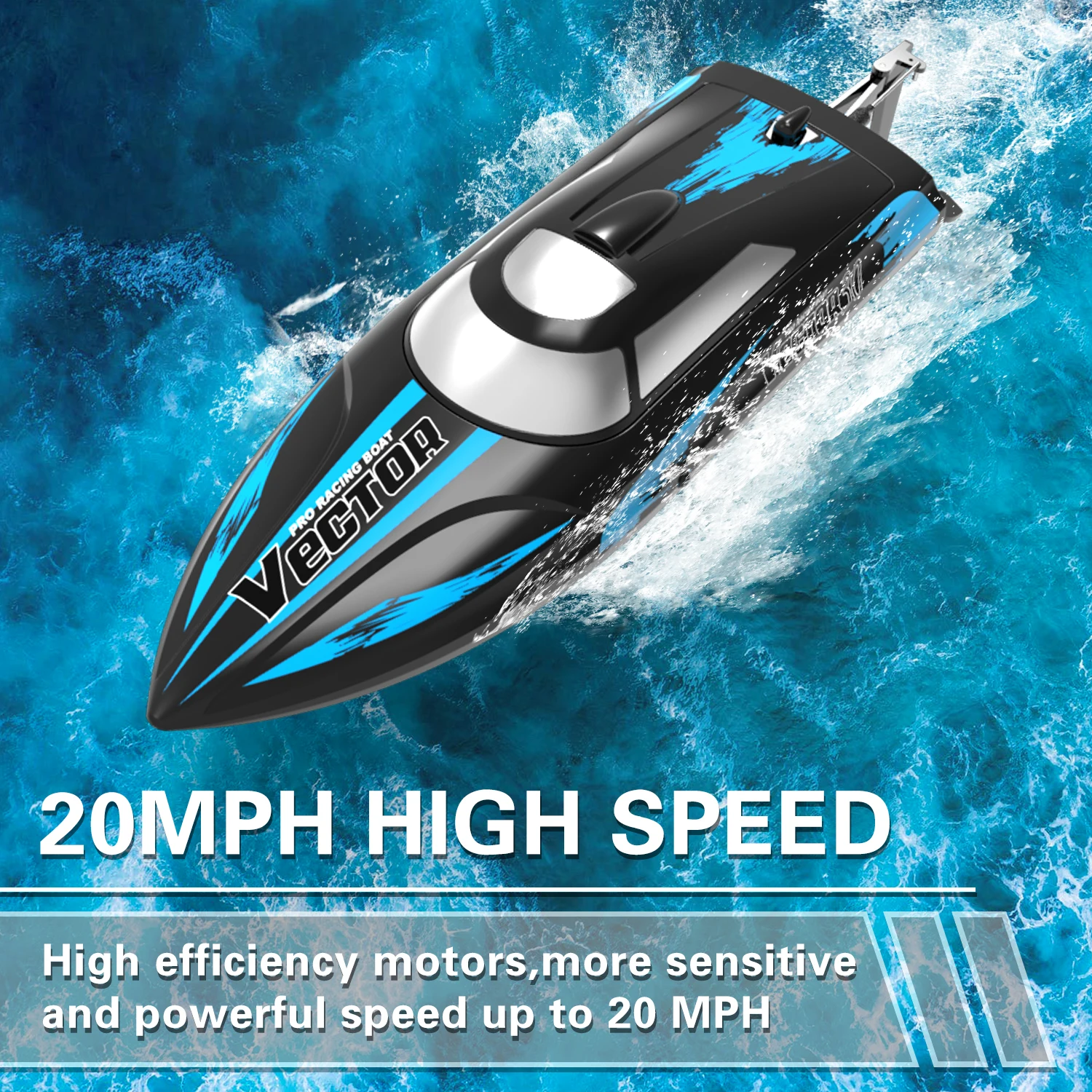 2.4Ghz RTR 원격 조종 보트, 자가 회복 기능 탑재, 고속, 어린이 선물용 (795-3 블랙)