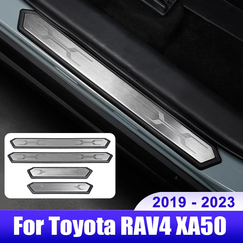 

For Toyota RAV4 XA50 2019 2020 2021 2022 2023 RAV 4 Hybrid Car Door Sill Plate Protector Cover Welcome Pedal Trim Accessories