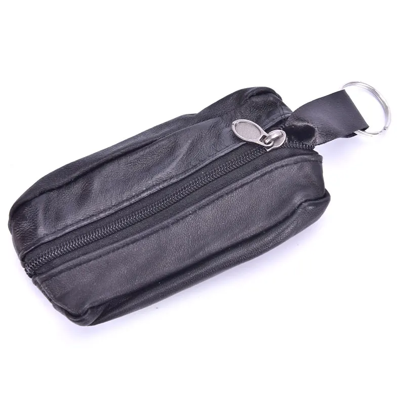 Key Case Men Key Case Leather Wallets Coin Purse Soft Zipper Bag Keychain Cover For Money Pocket Thin Wallets Ring Pouch Card Purse