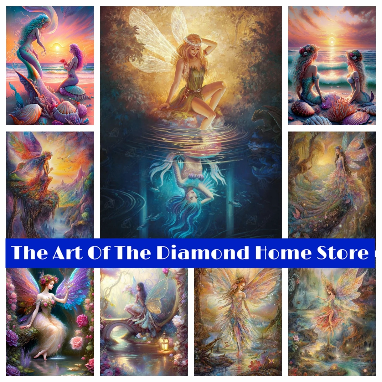 

Fantasy Fairy Mermaid 5D DIY AB Diamond Painting Mosaic Dream Ocean Girl Embroidery Cross Stitch Kits Home Decor Children's Gift