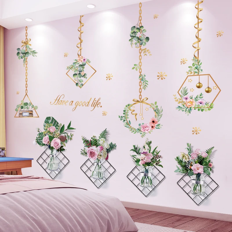 

Flowers Plants Wall Stickers DIY Hanging orchid Wall Decals for Living Room Kids Bedroom Kitchen Home Decoration Accessoires