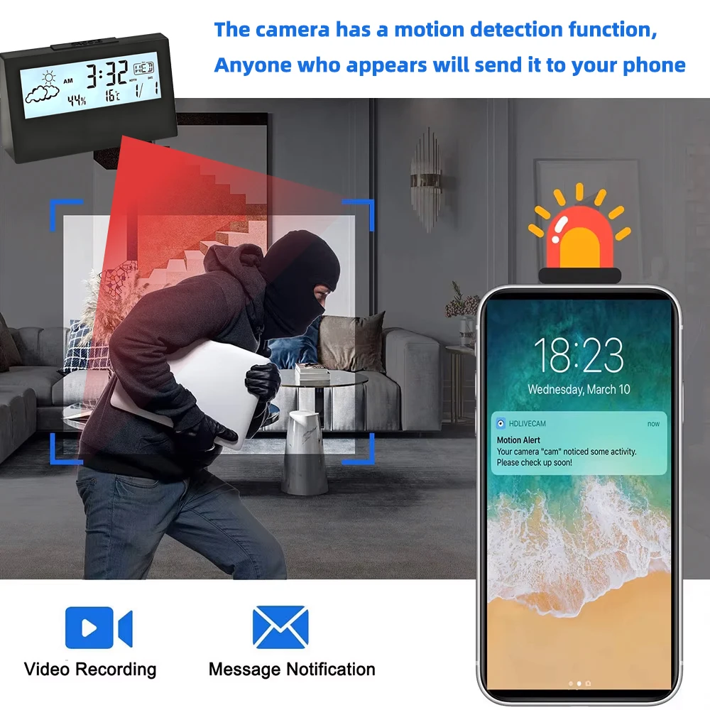 Hodiny s kamerou z boku