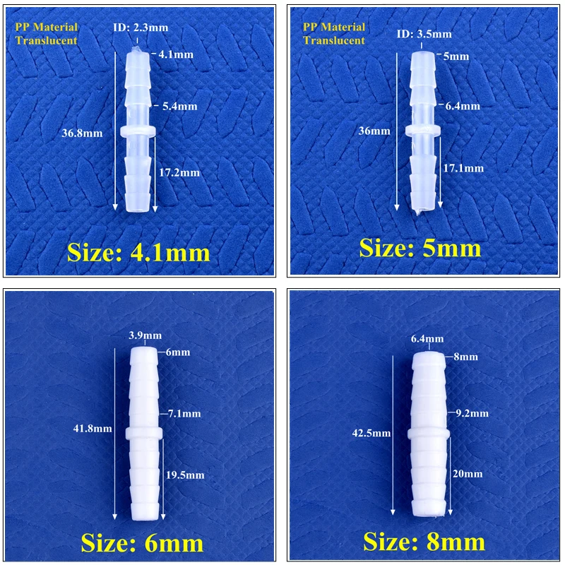 5~200pcs 4~14mm Food Grade Plastic Equal Dia Direct Connectors Aquarium Fish Tank Air Pump Hose Pagoda Joint Water Pipe Fittings — view 4