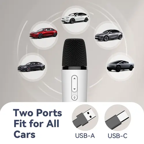 T1-테슬라 Car Karaoke Microphone, 테슬라 Rechargeable Caraoke Mic with USB-A & USB-C Receiver, Plug to Use，No Need Pair - Image 2