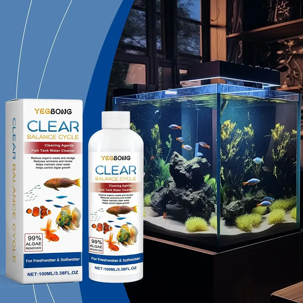 Description Picture 6 of item100ML Cleaner Fish Tanks Safe Reduce Algae Remover Aquarium Sludge Remover Bio Enzyme Clarifier Algae Control Cleaner Aquariums