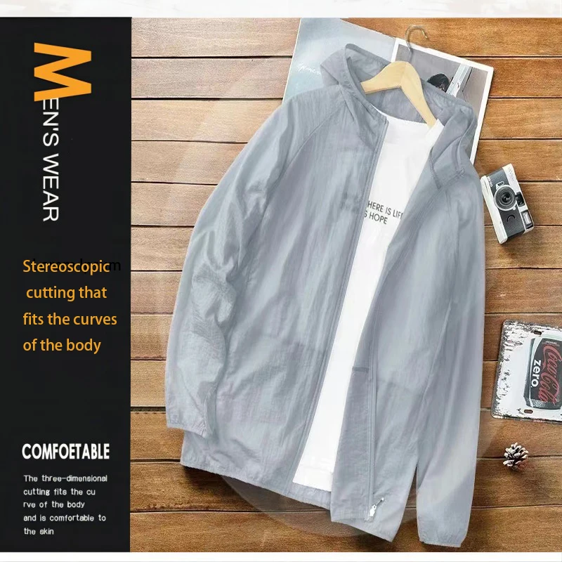 Summer Ice Silk Sunscreen Clothing Women's Solid Color Ultra-thin Breathable Quick-drying Outdoor Men's Waterproof Hooded Jacket