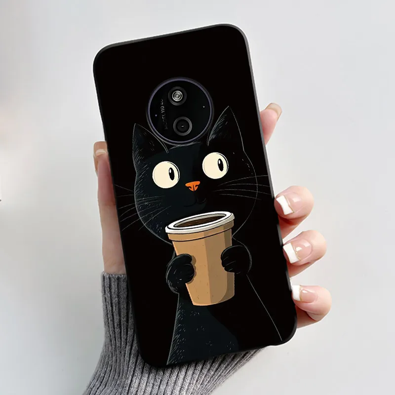 Black Cat Basket Pattern Anti-Scratch Soft Black Phone Case