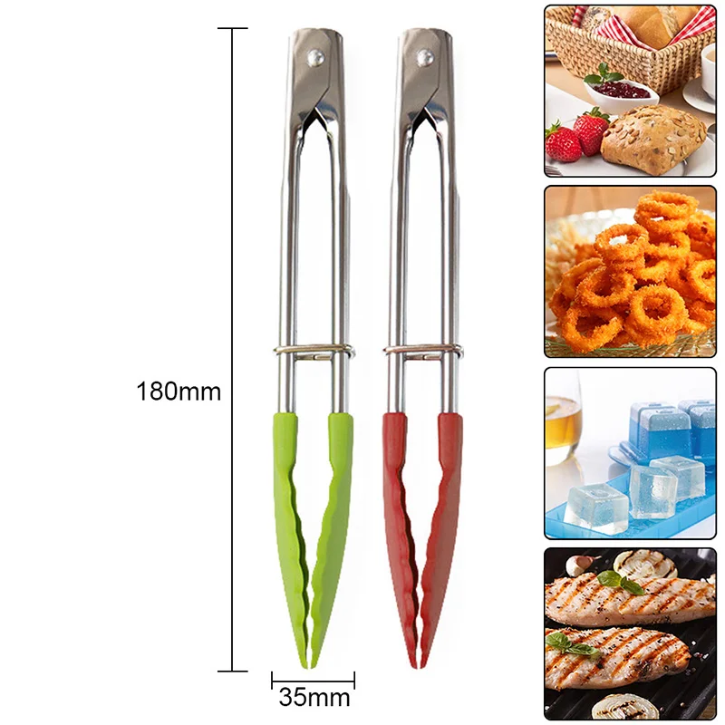 Food Tong Stainless Steel Kitchen Tongs Silicone Nylon Non-Slip Cooking Clip Clamp BBQ Salad Tools Grill Kitchen Accessories