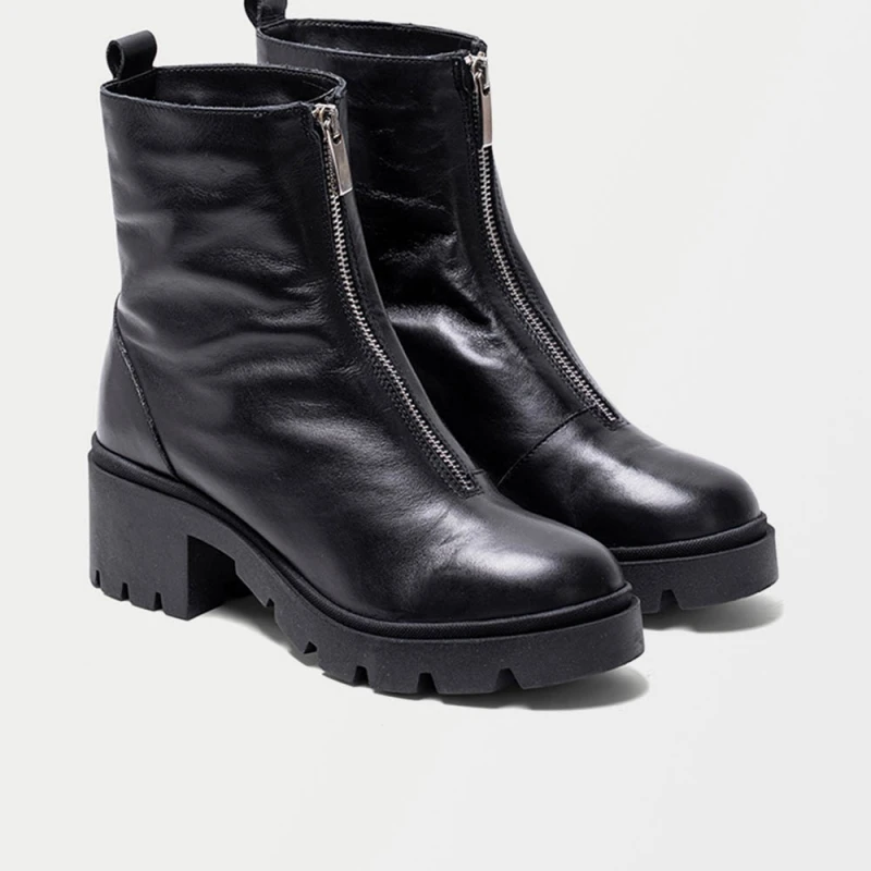 BOTINES NEGROS TIPO TRACK CON CREMALLERA PORRONET LUNA| | - AliExpress