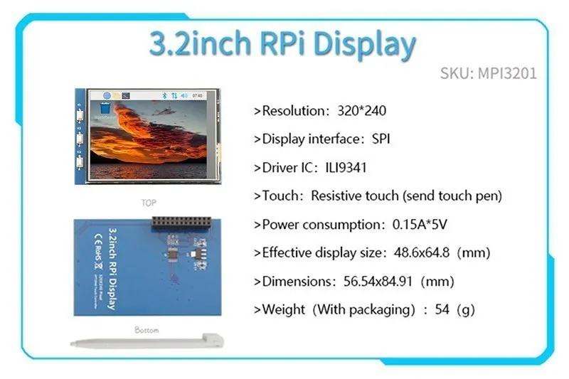 2.4/2.8/3.2/3.5 inch Touch Screen Display For Raspberry Pi 4B 3B B+ ZERO