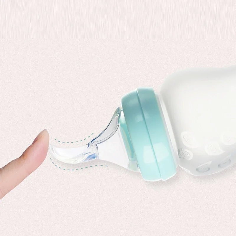 3In1 Safe and Practical Silicone Baby Bottle with Spoon Food Supplement Rice Cereal Bottle Squeeze Spoon Milk Feeding Bottle Cup 5