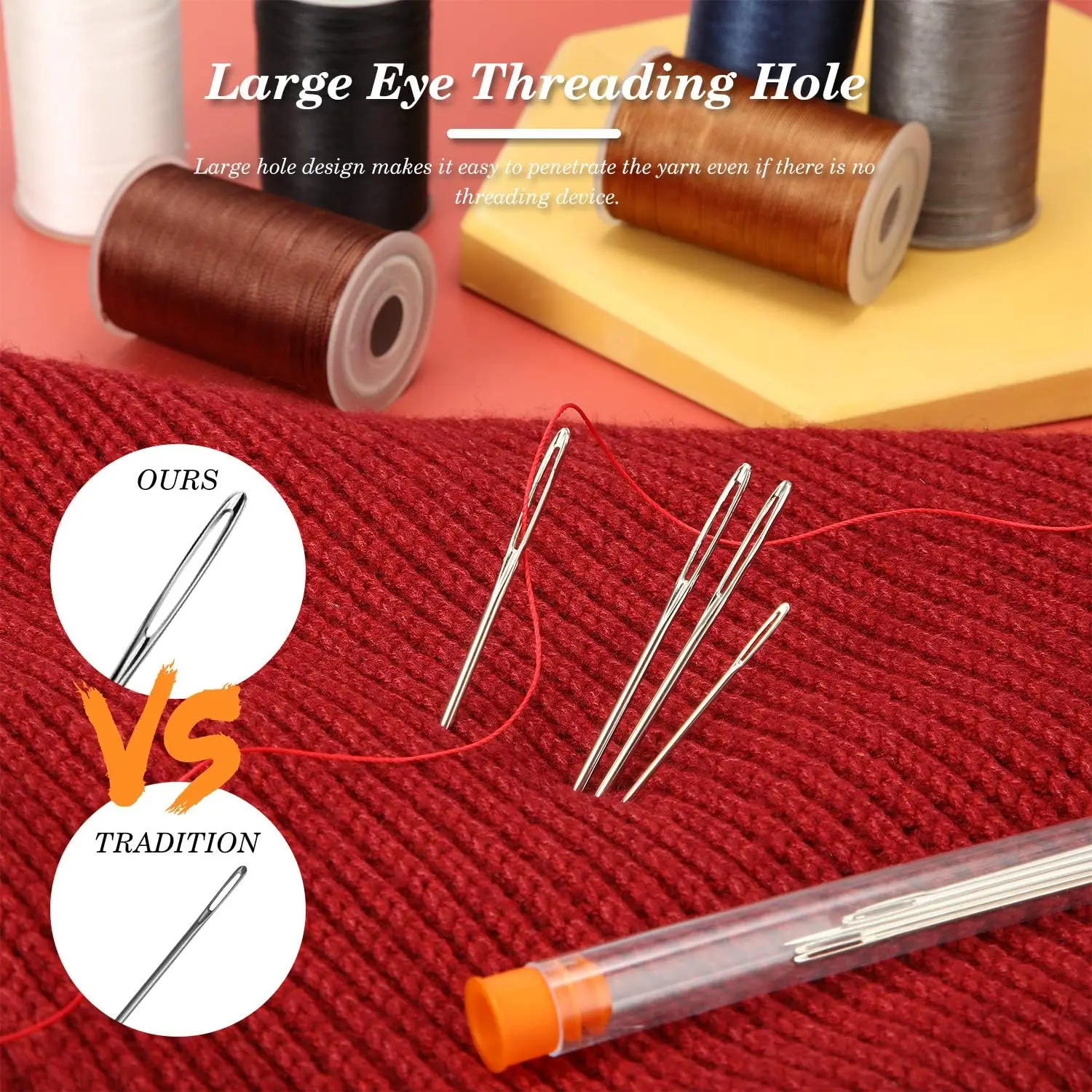 Large Eye Blunt Sewing Needles Cross Stitch Knitting Needle Handmade Leather Embroidery Thread Needle Sewing Accessories 9 PCS sewing needles