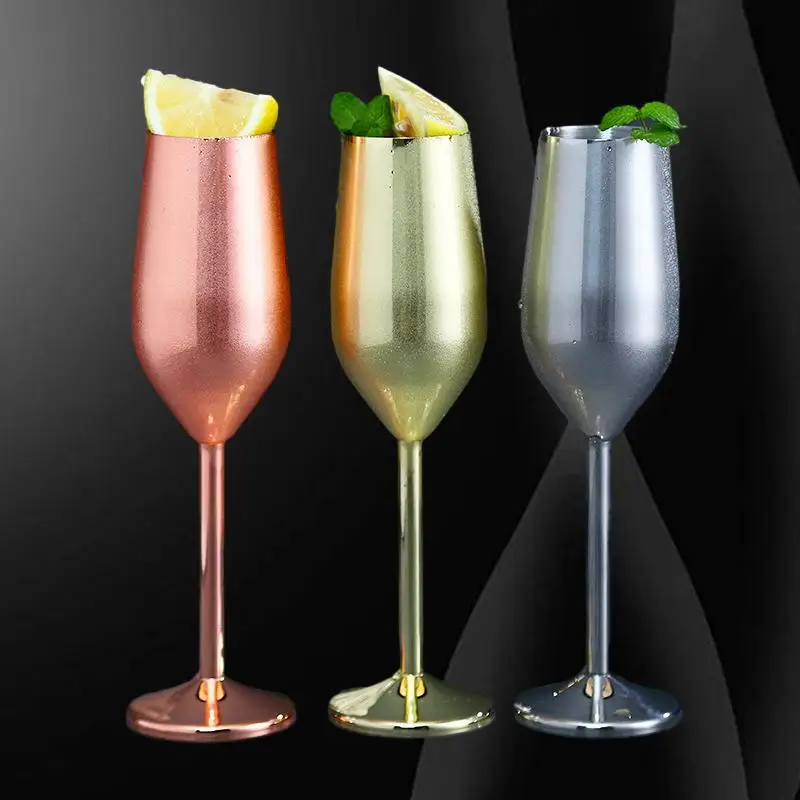 

Rose Gold Stainless Steel Champagne Glass Set, Chic and Stylish, Fit for Your Bar and Restaurant