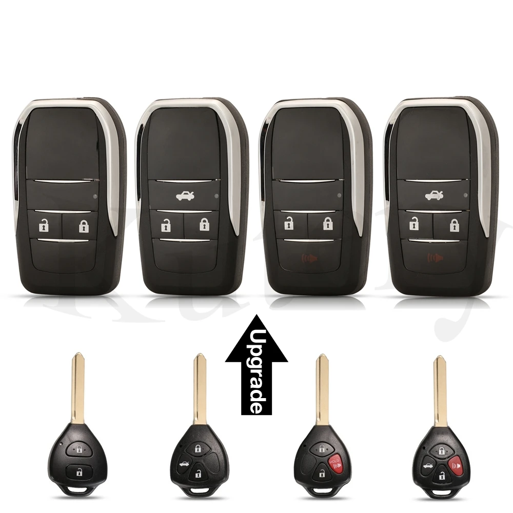 

jingyuqin Modified Upgrade For Toyota Corolla Camry Reiz RAV4 Crown Avalon Venza Matrix Blank 2/3/4 Button Remote Car Key Case