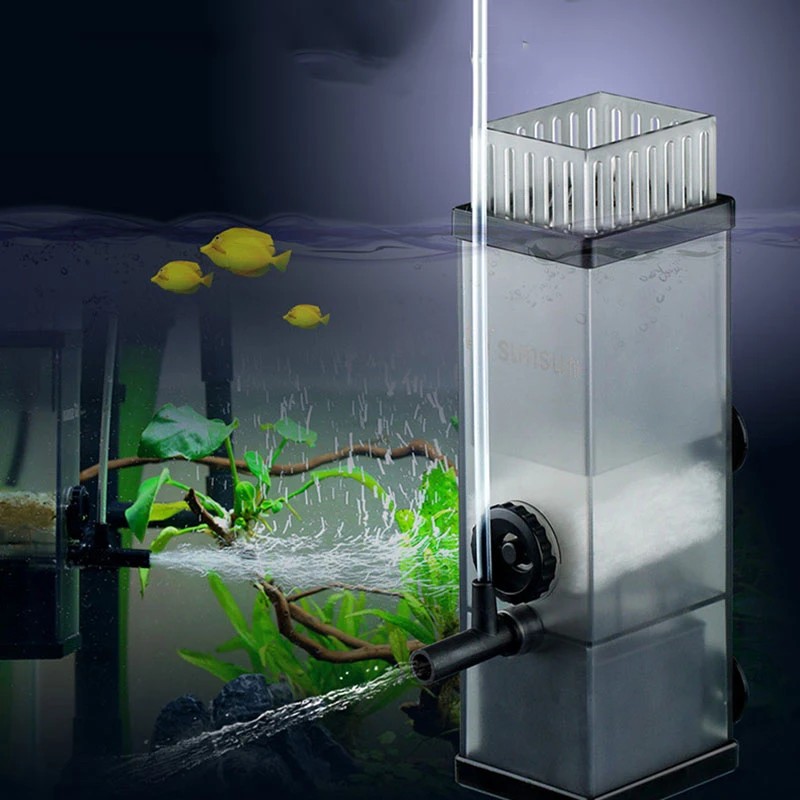 Bubble Filter Aqurium Oxygen Vis Square Betta Fish Tank Mechanical