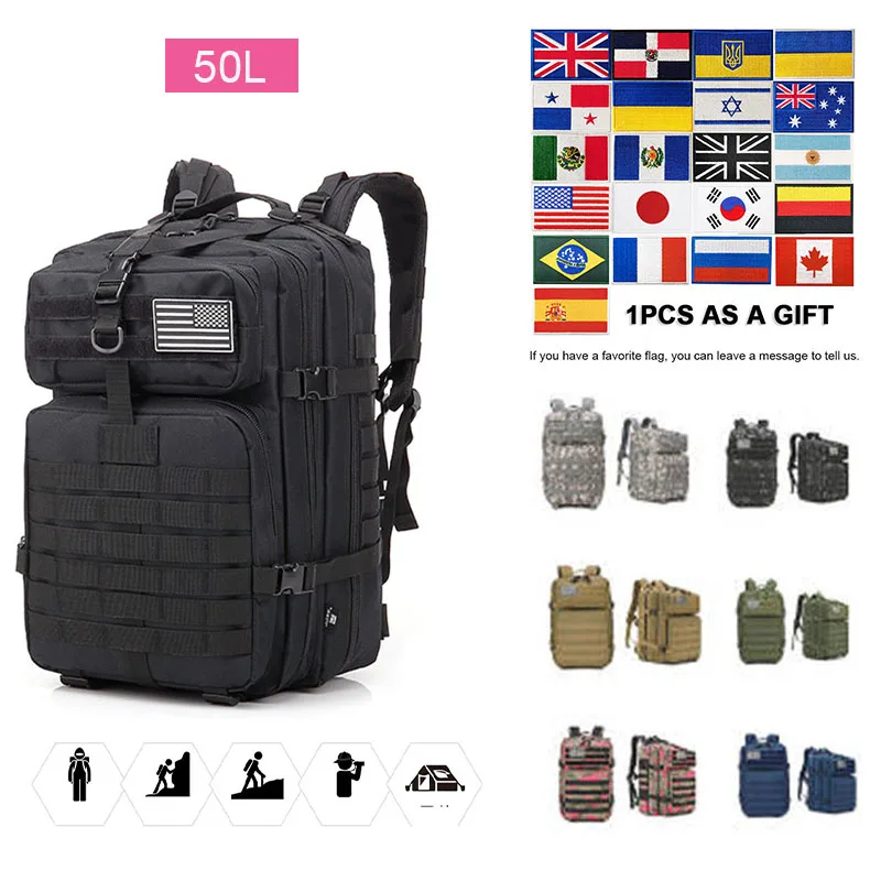 

30L/50L Travel Backpack for Men Hiking Bag Large Capacity Rucksacks Men Waterproof Military Hiking Bags Outdoor Sports Trekking