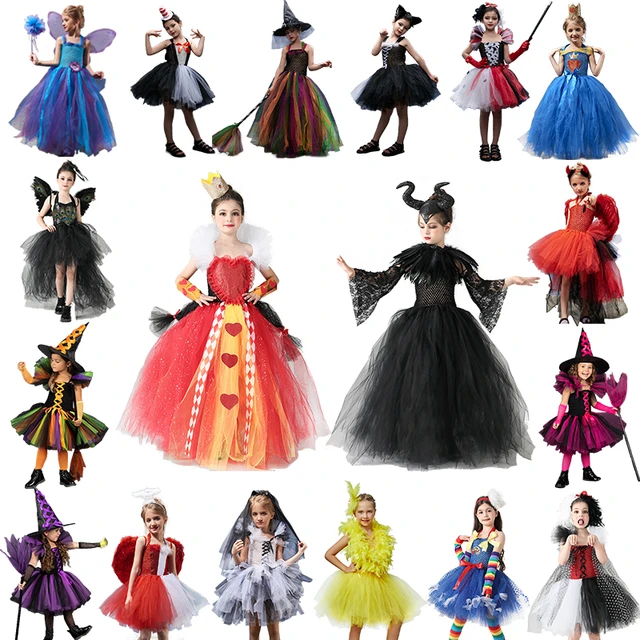 Children Performance Black Witch Cosplay Red Bubble Spider Dress Costume  Halloween for girl Wizard - AliExpress