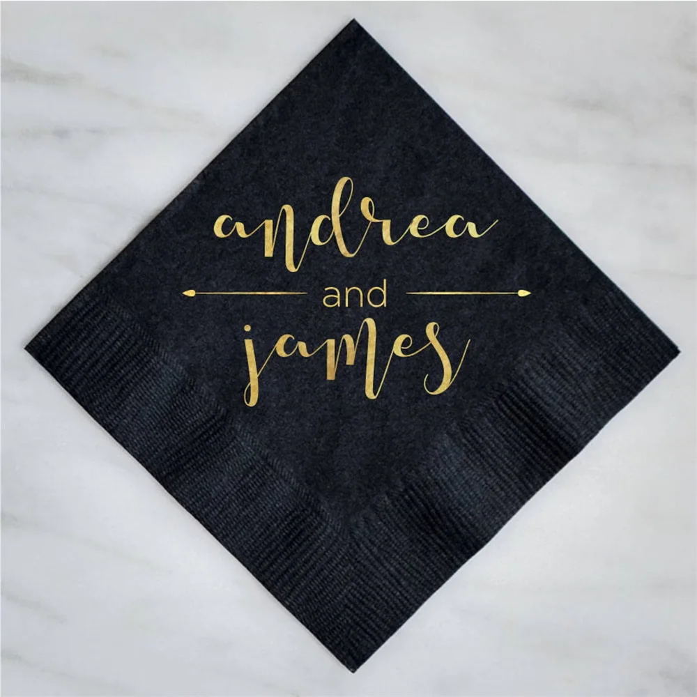 

50pcs Customizable Couple's Wedding Napkin, Personalized Party Napkins, Printed Cocktail Napkins, Bridal Shower, Engagement Part