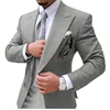 2 Pieces Men's Suits Mens Suit  Causal Slim Fit Prom Noble Champagne Grey Blazer Formal Business For Wedding Groom Tuxedos 1