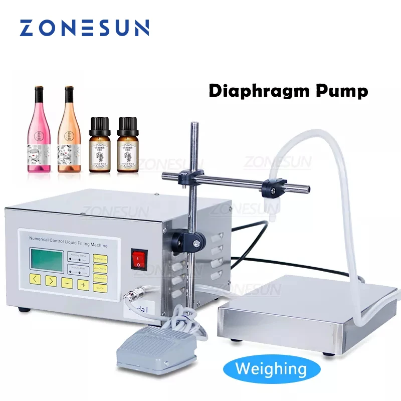 ZONESUN ZS-DP641W Semi Automatic Weighing Filling Liquor Beverage Perfume Juice Machine Food Grade Diaphragm Pump Bottle Filler