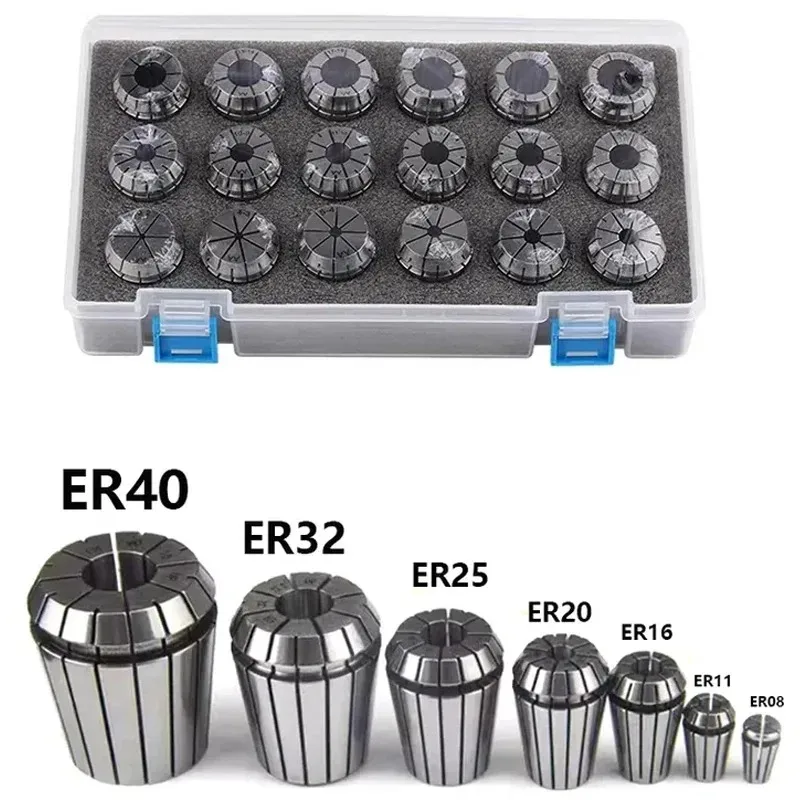 사각 ER25 ER32 ER40 경질 강철 육각 ER 척 거치대 + ER25 ER32 ER40 척 세트 + ER 렌치 ER 용수철 콜릿 척 CNC 밀링
