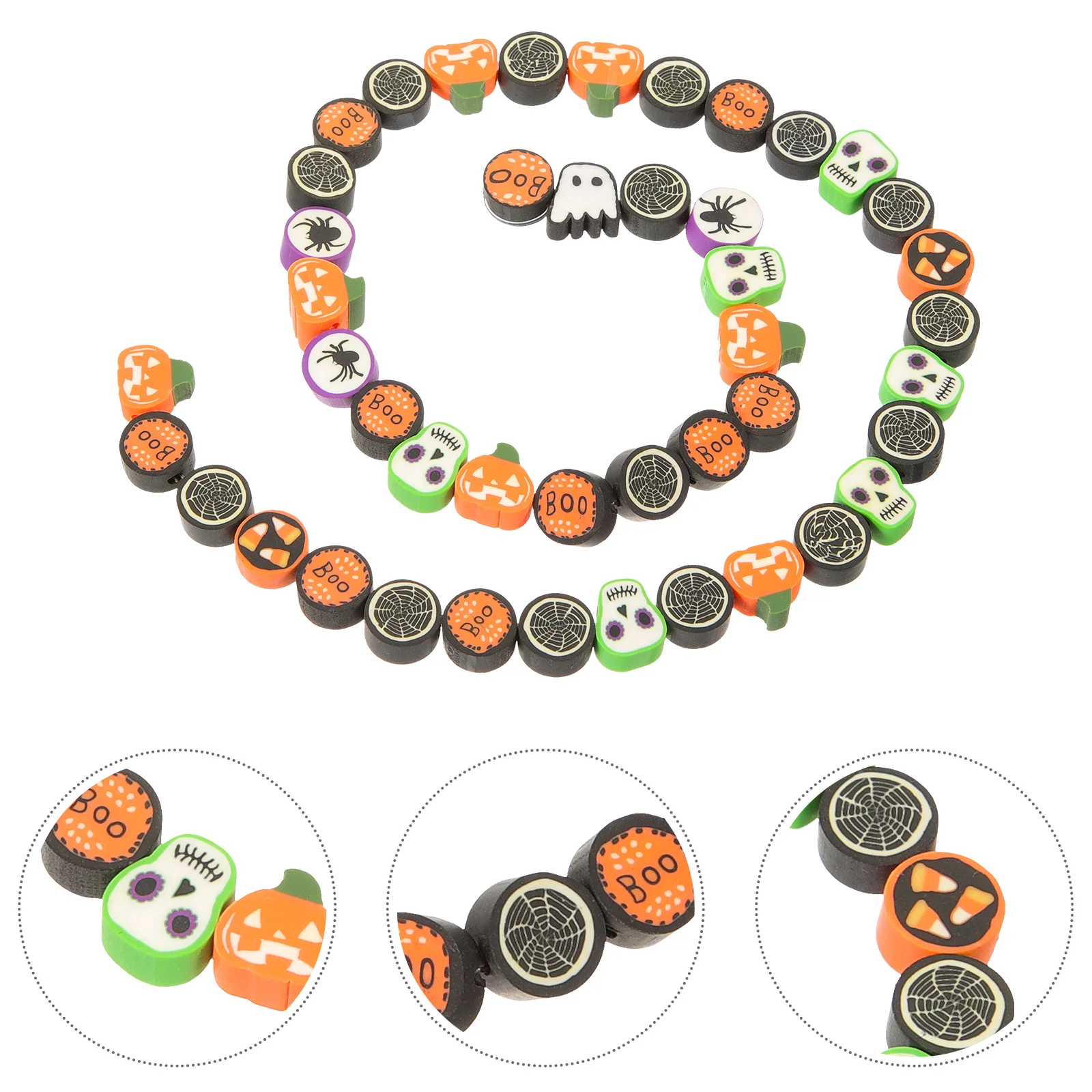 40 Pcs Polymer Clay Slice Beads Halloween Bracelet Letter Portable Skull for Jewelry Making DIY Beadwork