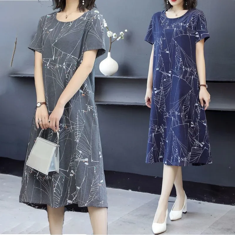 فستان للنساء ، أكمام قصيرة للتنحيف ، مقاس فضفاض ،...