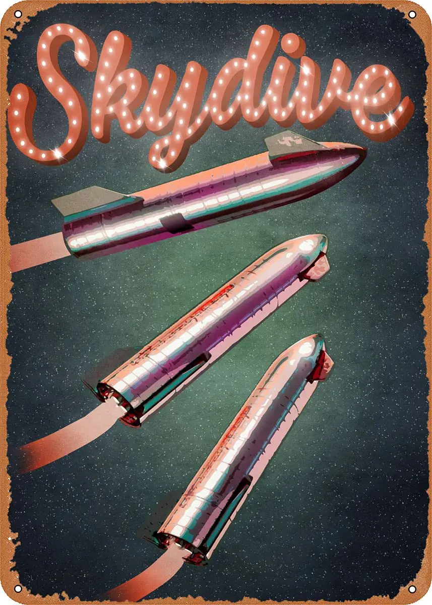 

SpaceX Belly Flop Metal Tin Sign Retro Wall Decor Vintage Art Print Poste Great Gift for Space Fans 8 x 12 inch