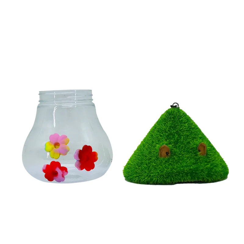 Hummingbird Feeder Outdoor Portable Hanging Tie Dyed Silicone Flower Feeder Courtyard Fun Decoration Mushroom Shaped