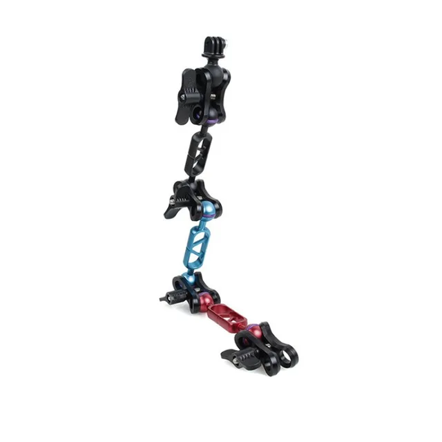 수중 사진 촬영용 알루미늄 초경량 다이빙 라이트 암 듀얼 볼 헤드 암 버터플라이 클램프 마운트 GoPro 액세서리