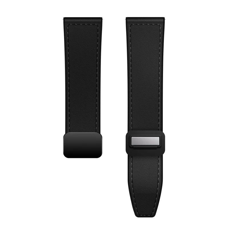 Silicone and Leather Magnetic Buckle Wristband - 22mm/20mm Strap