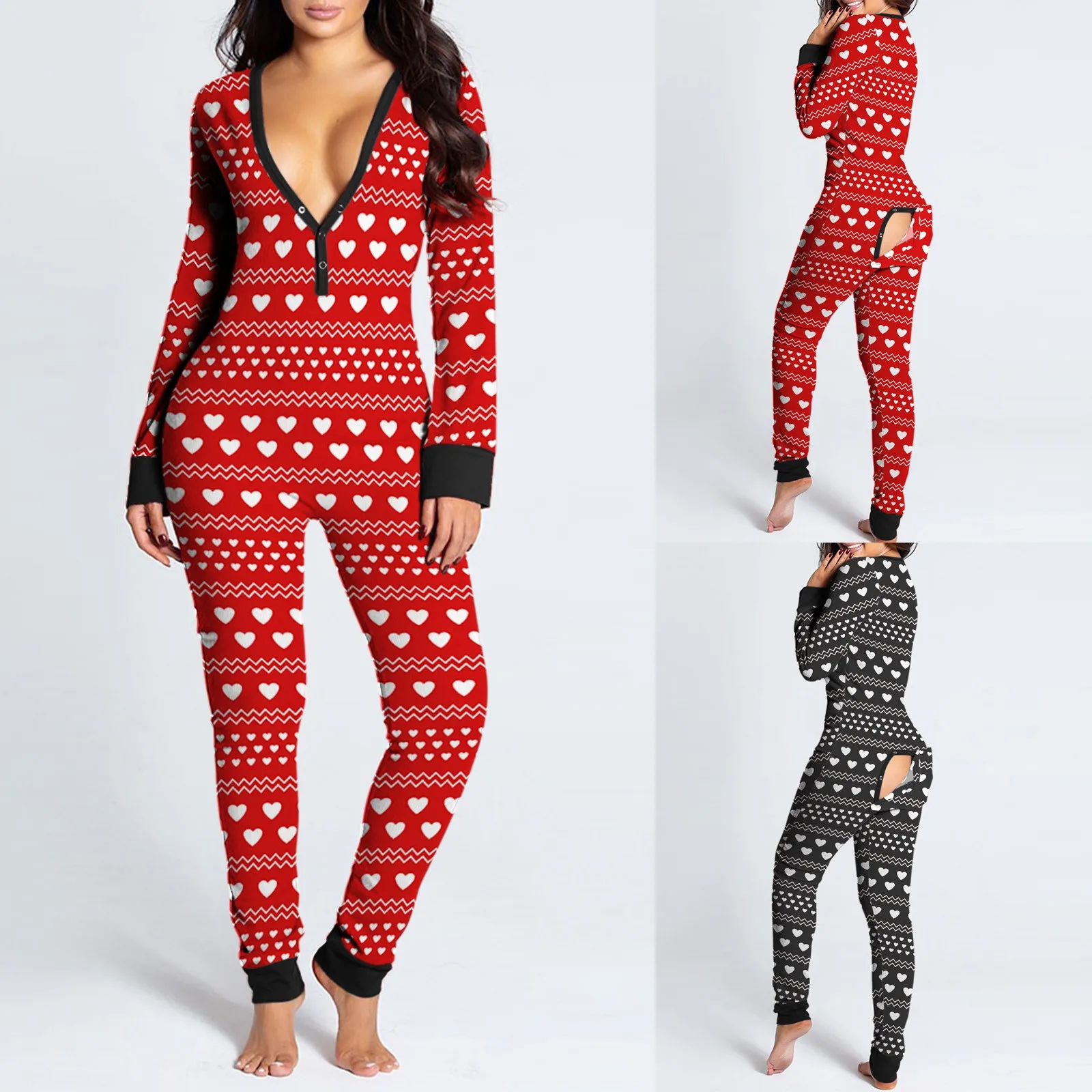 Women Christmas Onesies Open Butt Flap for Adults Sexy Sleepwear Romper Pajamas Jumpsuit Xmas Sexy Cute Pyjama Long Nightie kigurumi pajamas onesies women bodysuit sleep wear set flannel pajamas onesies