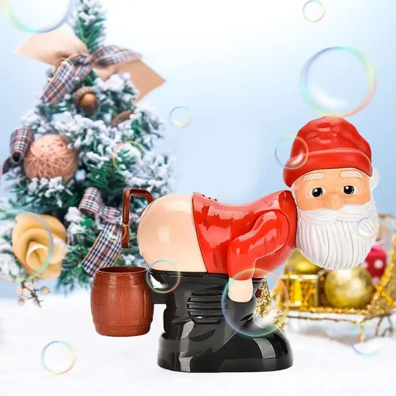 Funny Bubble Machine Santa Bubble Toy Electric Santa Butt Blowing Bubbles with Music and Lights Christmas Gift for Kids 2
