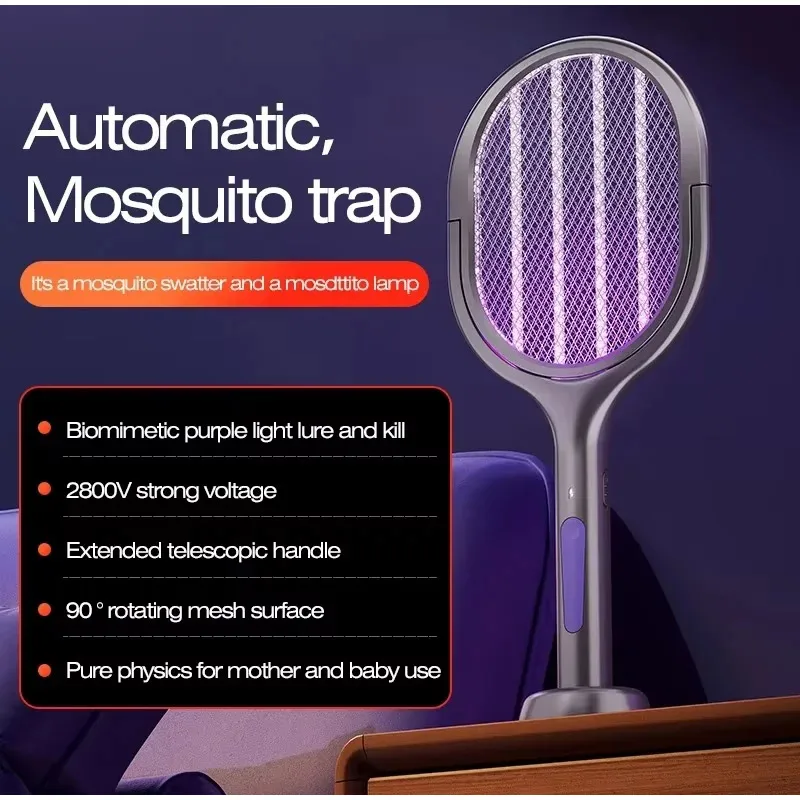 Electric Mosquito Racket And Bug Zapper Lamp Rechargeable Home_voghion.com