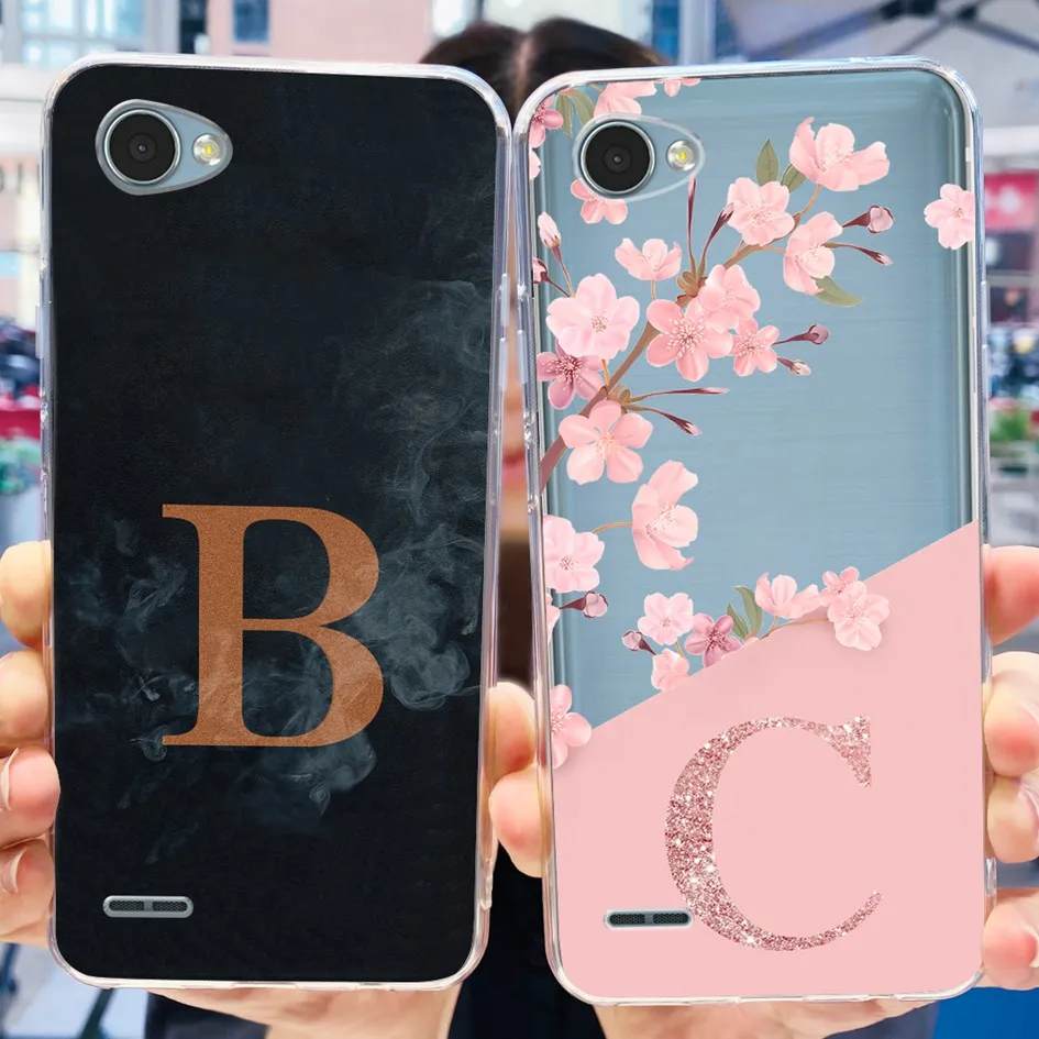 Per Lg Q6 Alpha Case M700 M703 Lgm-X600L Lg Q6 Plus Cover Cute Abc Lettere Iniziali Flower Clear Tpu Soft Cover Su Lg Q6 Q 6 Capa
