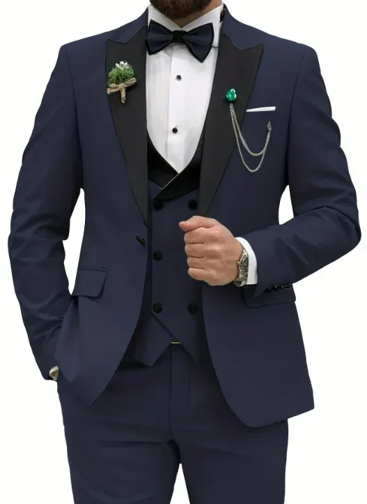 Casual Business Men's Suit Three-piece Bridegroom Best Man Wedding Banquet Dress Costume Homme Trajes Elegante Para Hombres mens suits