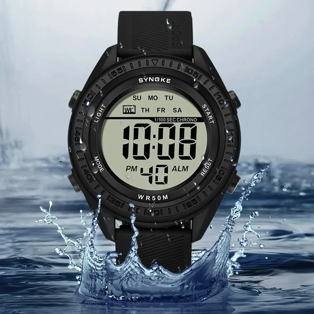SYNOKE Watch Outdoor Sports Multifunctional Waterproof Shock Resistant Large Screen Display Luminous LED Digital Watch For Men 4