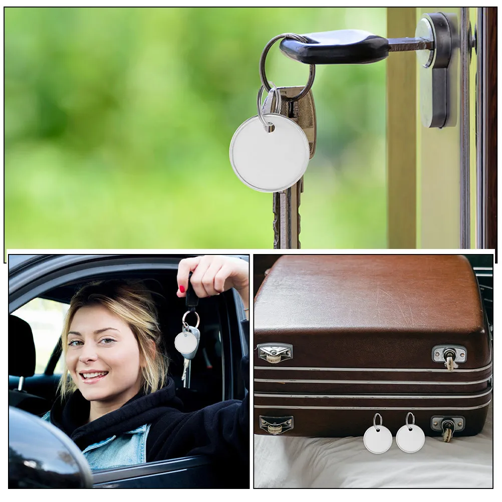 80Pcs 빈 금속 키 태그 강력한 분할 링이 있는 라운드 펜던트 스타일 키 라벨용 다목적 키 식별 태그