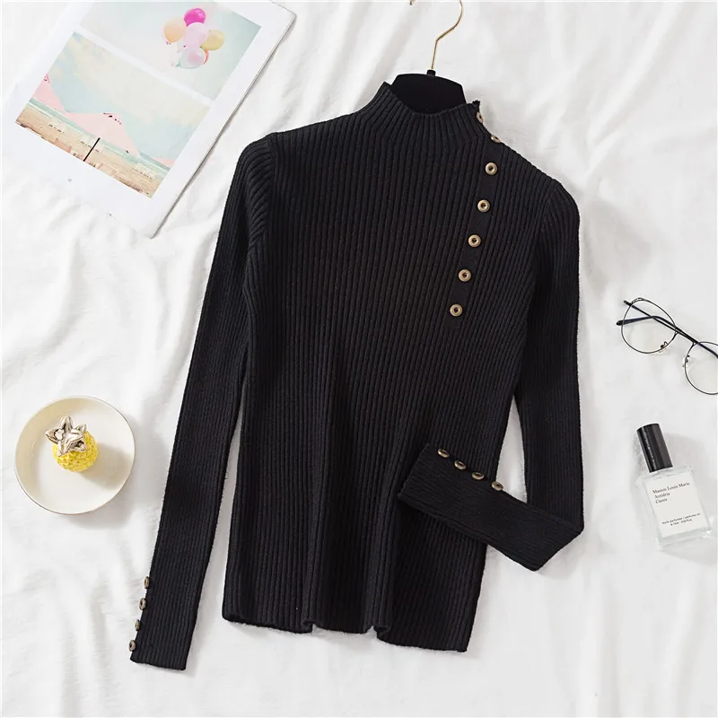 Half High Neck Sweater for Women's Autumn and Winter New Style Pullover Knit Sweater with Slim Fit Underneath 170
