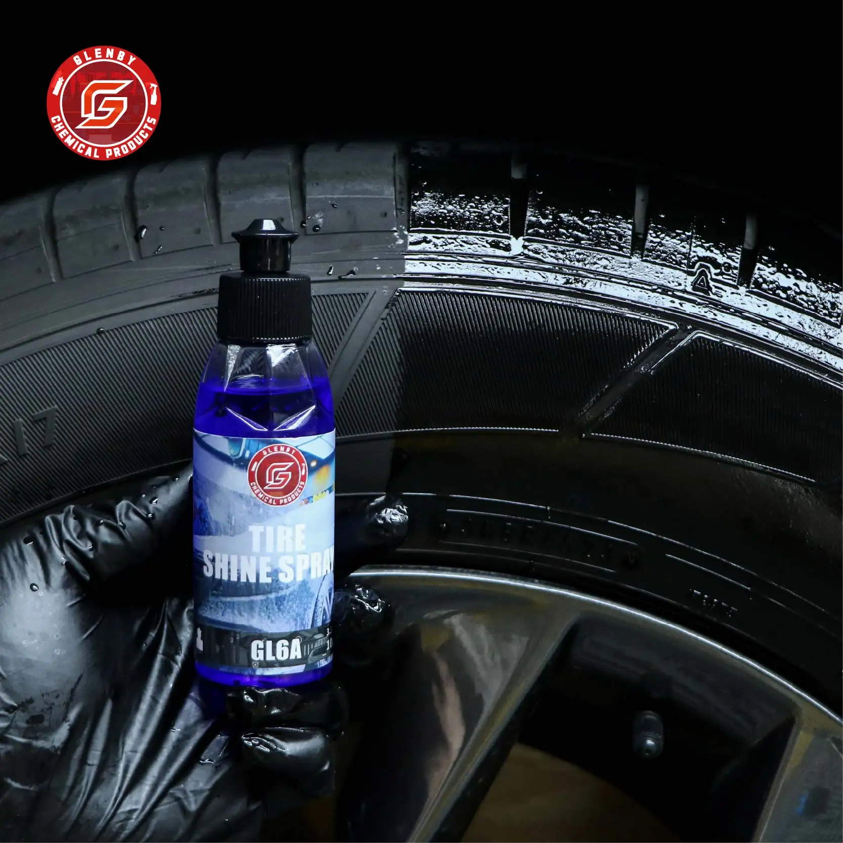 Tire Shine Spray Glenby GL6A Tire Wet Specially Formulated Tire Shine Keep Them Looking Wet Black and Glossy One Quick Spray