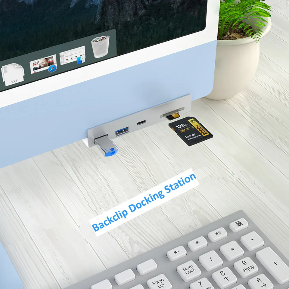 Grampo-tipo Usb 3.0 Hub para Imac 20232023 Adaptador Externo de Alumínio Multi Portas Usb Divisor com Cartão sd tf para Computador Unibody - Imagem 3