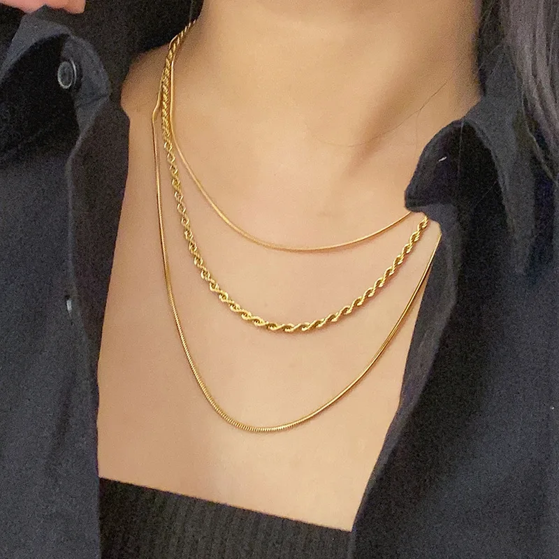 GulCean Collana Cuore Oro Per Donna | Acciaio Al Titanio, Catena Serpente A Doppio Strato