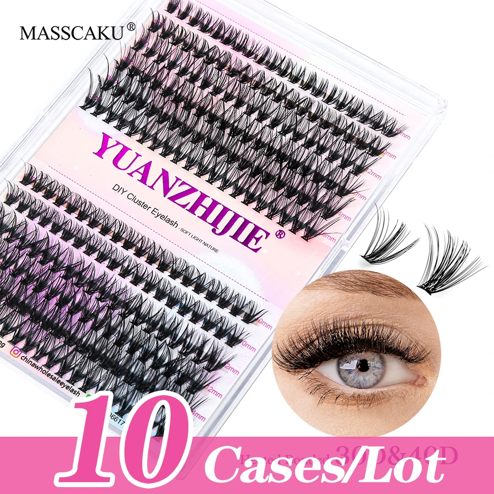 

10cases/lot MASSCAKU DIY Eyelash Extension 30D&40D Flase Volume Lashes Individual Segmented Clusters Bundle Makeup Supplies