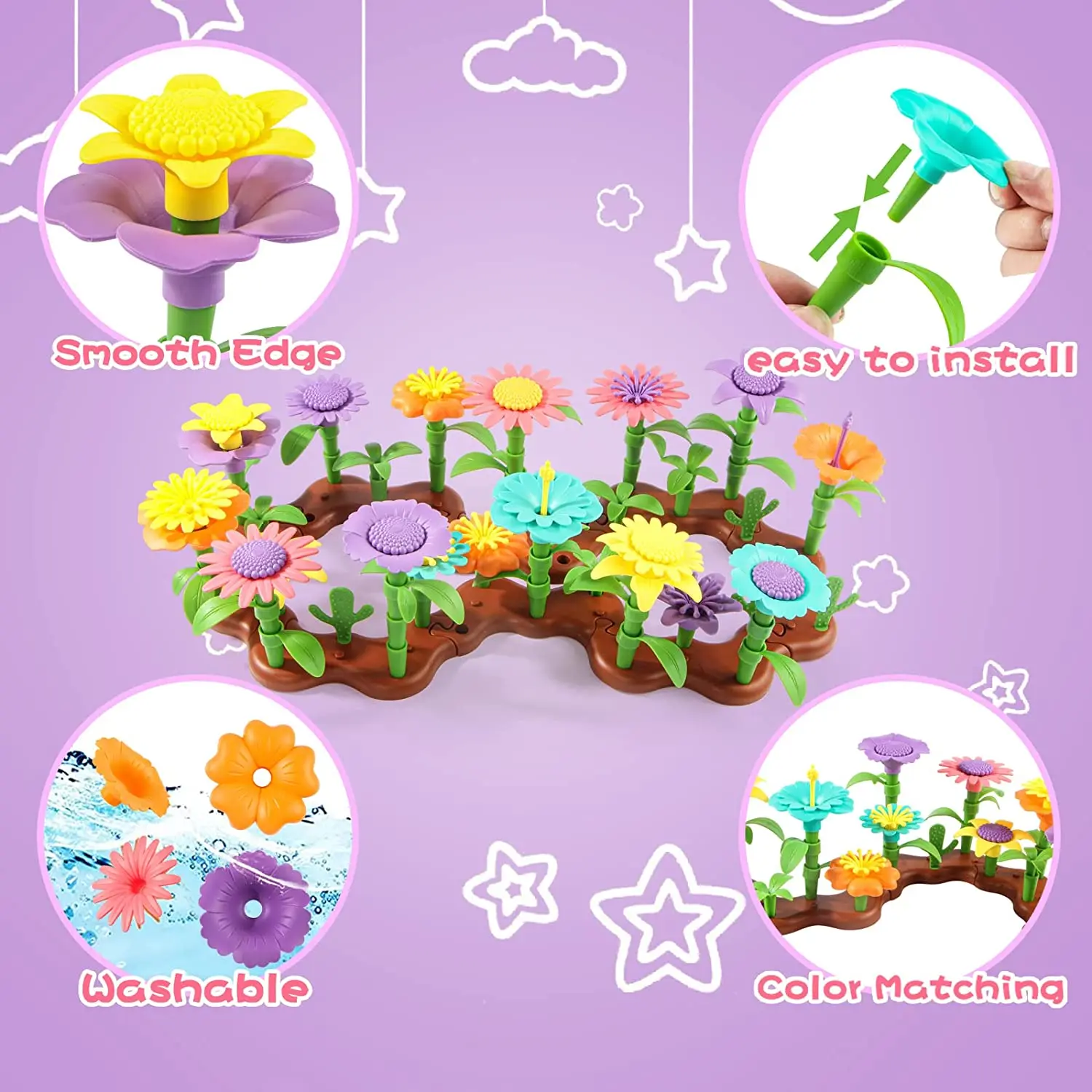 DIY Flower Garden Building Toys, Growing Flower Blocks Playset For
