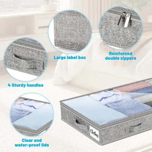 Under Bed Storage Bins 2PCS Large Capacity Clothes Organizer Box with Lid Foldable Space Saving Bedroom Storage Containers - Image 6