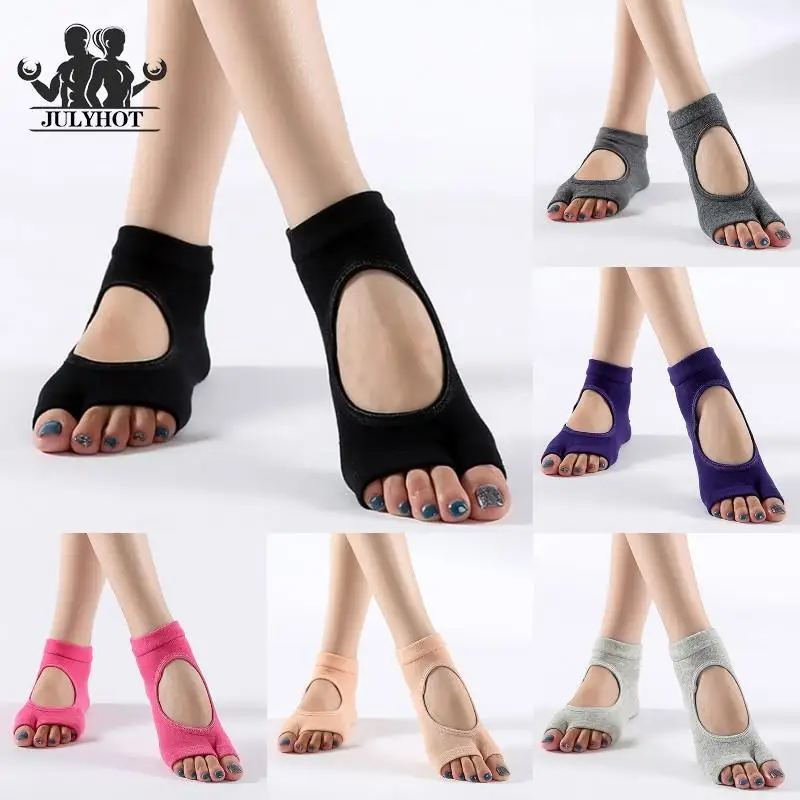 Women Two Toe Yoga Socks Non-slip Shockproof Sport Cotton Pilates Quick-Dry Ballet Dance Sock yoga socks